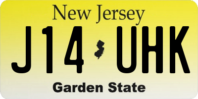 NJ license plate J14UHK