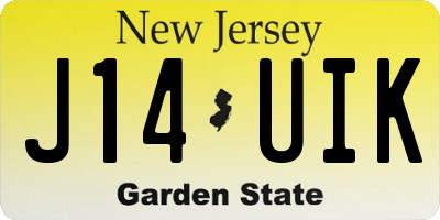NJ license plate J14UIK
