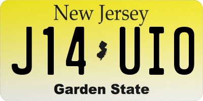 NJ license plate J14UIO