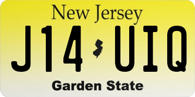 NJ license plate J14UIQ