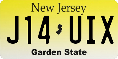 NJ license plate J14UIX