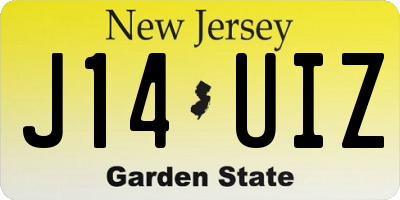 NJ license plate J14UIZ