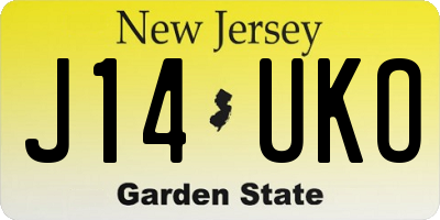 NJ license plate J14UKO