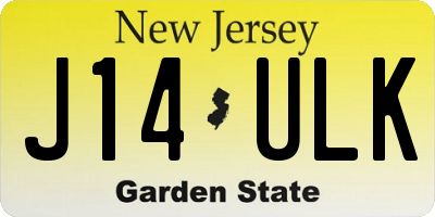 NJ license plate J14ULK