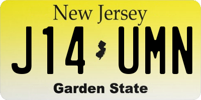NJ license plate J14UMN