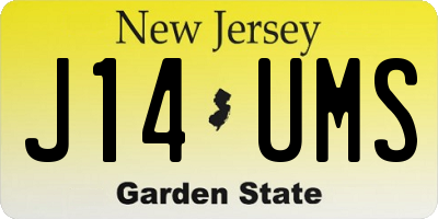 NJ license plate J14UMS