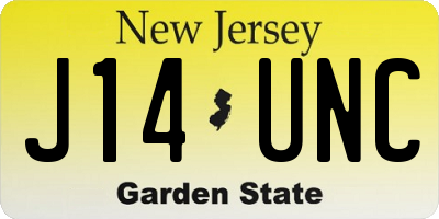 NJ license plate J14UNC