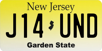 NJ license plate J14UND