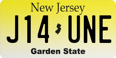NJ license plate J14UNE