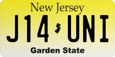 NJ license plate J14UNI