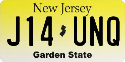 NJ license plate J14UNQ