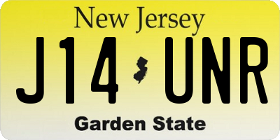 NJ license plate J14UNR