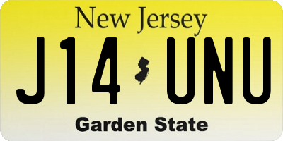 NJ license plate J14UNU