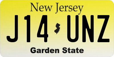 NJ license plate J14UNZ
