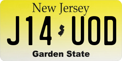 NJ license plate J14UOD