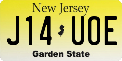 NJ license plate J14UOE