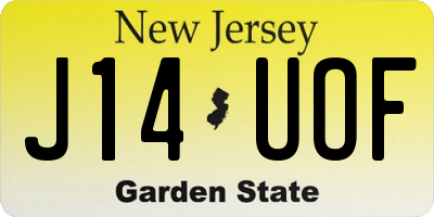 NJ license plate J14UOF