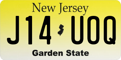 NJ license plate J14UOQ