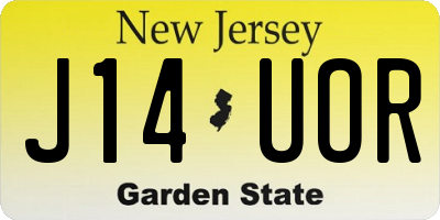 NJ license plate J14UOR