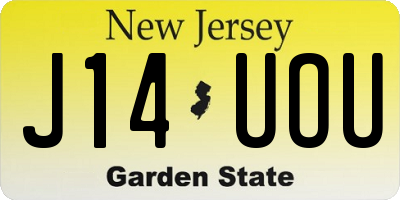 NJ license plate J14UOU