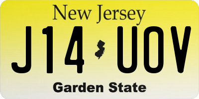 NJ license plate J14UOV