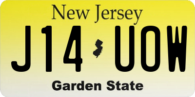 NJ license plate J14UOW