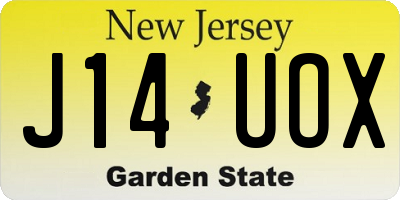 NJ license plate J14UOX