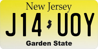 NJ license plate J14UOY