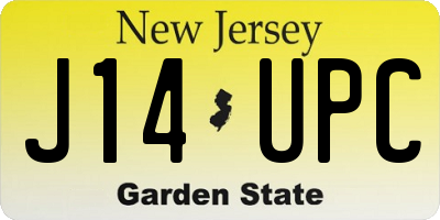 NJ license plate J14UPC