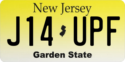 NJ license plate J14UPF