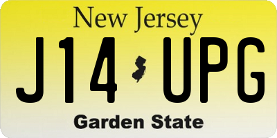 NJ license plate J14UPG