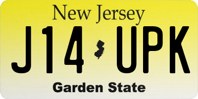 NJ license plate J14UPK