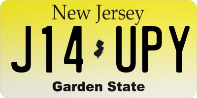 NJ license plate J14UPY
