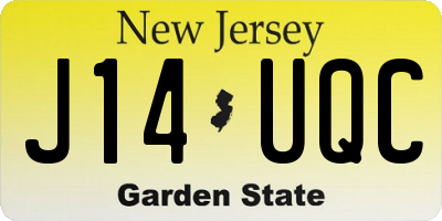 NJ license plate J14UQC