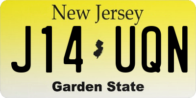NJ license plate J14UQN