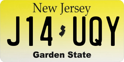 NJ license plate J14UQY