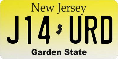 NJ license plate J14URD