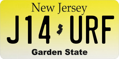 NJ license plate J14URF