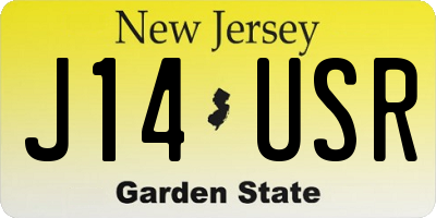 NJ license plate J14USR