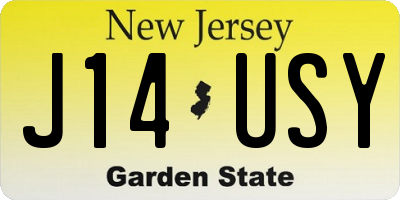 NJ license plate J14USY