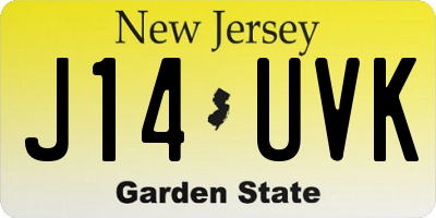 NJ license plate J14UVK