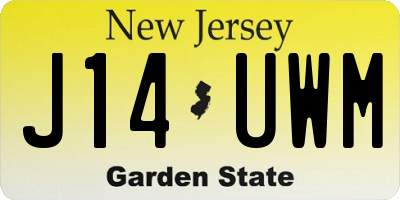 NJ license plate J14UWM