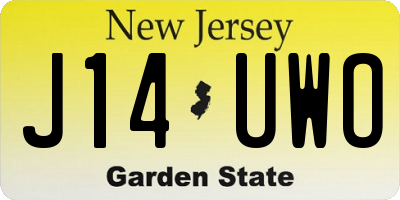 NJ license plate J14UWO