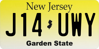 NJ license plate J14UWY