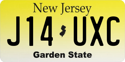 NJ license plate J14UXC