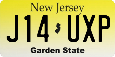 NJ license plate J14UXP