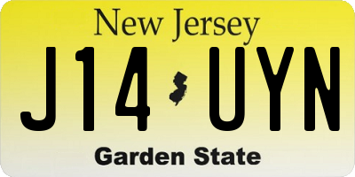 NJ license plate J14UYN