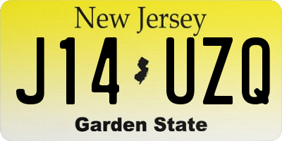 NJ license plate J14UZQ