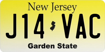 NJ license plate J14VAC