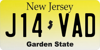NJ license plate J14VAD